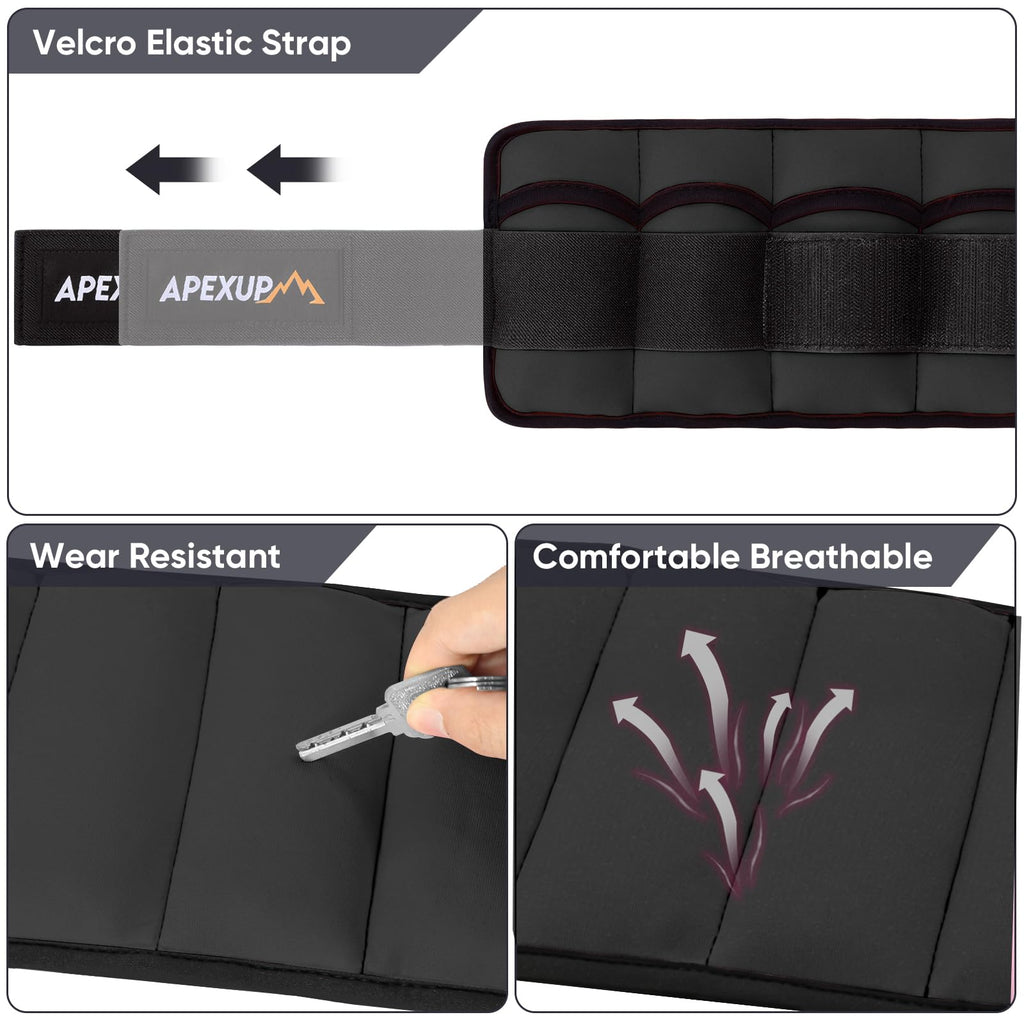 APEXUP 10lbs/Pair Adjustable Ankle Weights for Women and Men, Modularized Leg Weight Straps for Yoga, Walking, Running, Aerobics, Gym (Black)