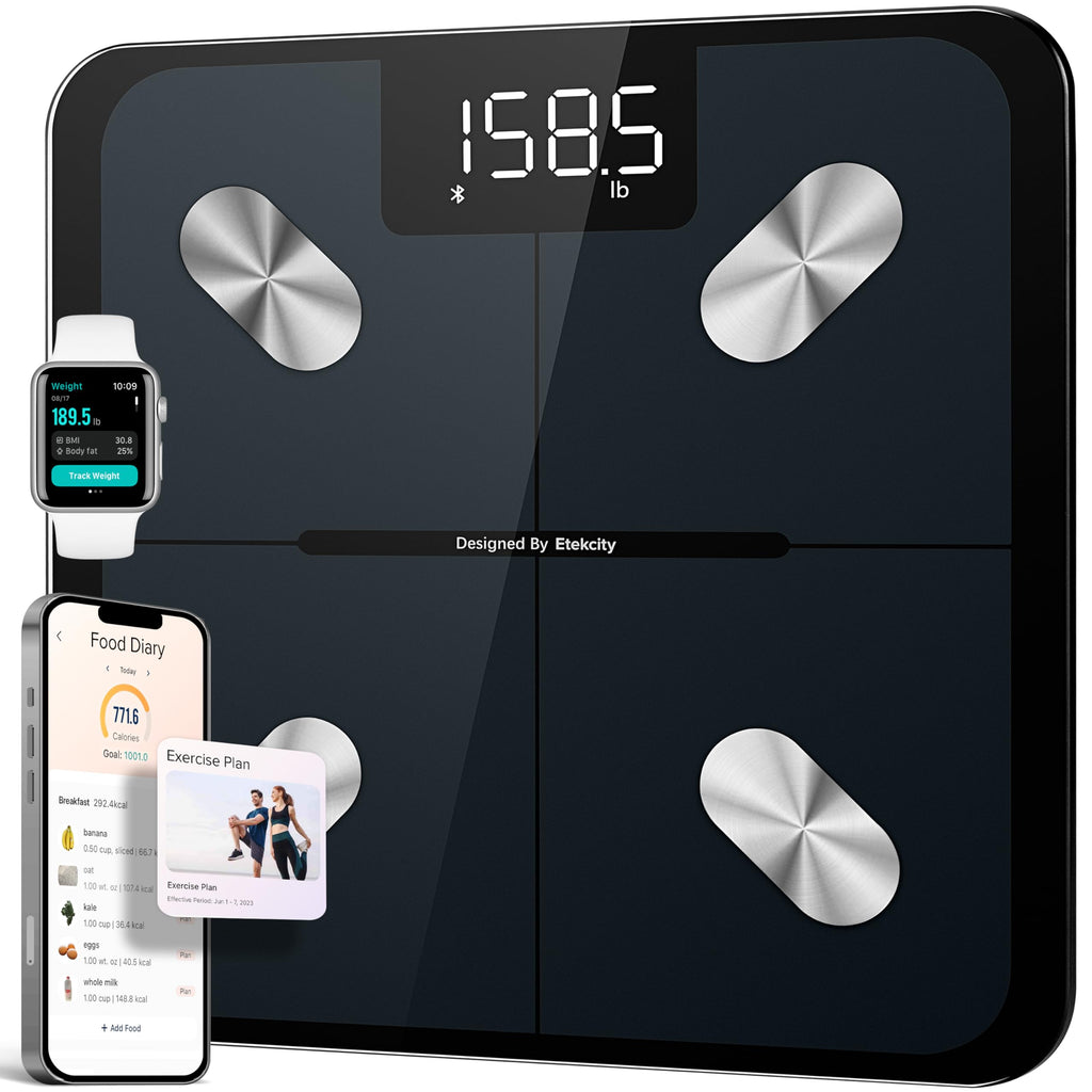 Etekcity Smart Scale for Body Weight, Bathroom Digital Weighing Scale with BMI, Body Fat, Muscle Mass, Accurate Bluetooth Home User Health Equipment Sync Apps